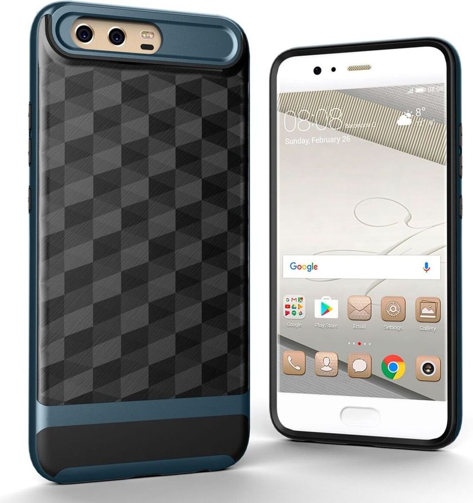 Hülle für Huawei P10 Backcover Case Handy Schutzhülle - Cover 3D Prisma Design Navy Blau