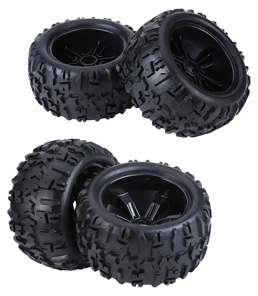 Lot de 4 pneus en caoutchouc et jantes 1/8 pour camion RC tout-terrain