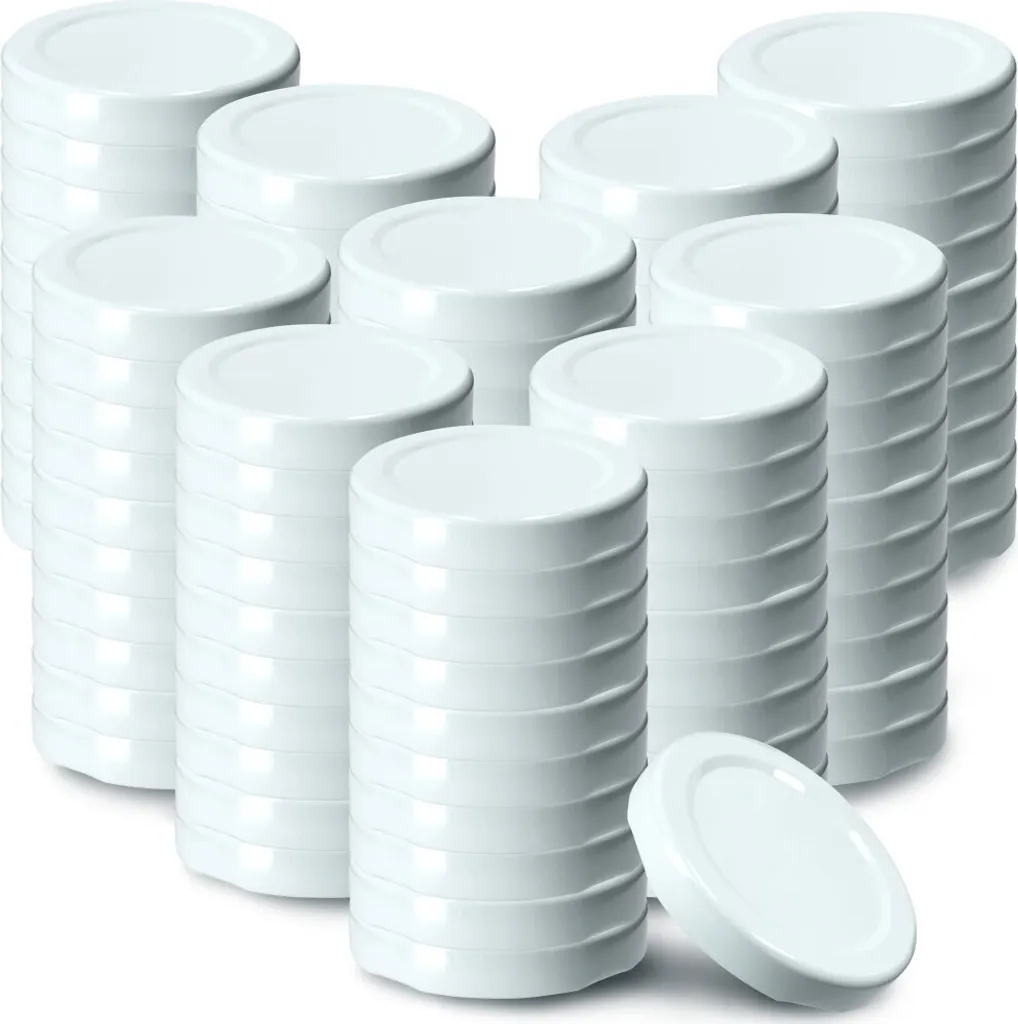 KADAX Falla 100 Coperchi Metallo 43mm per Conserve Sottovuoto Bianco
