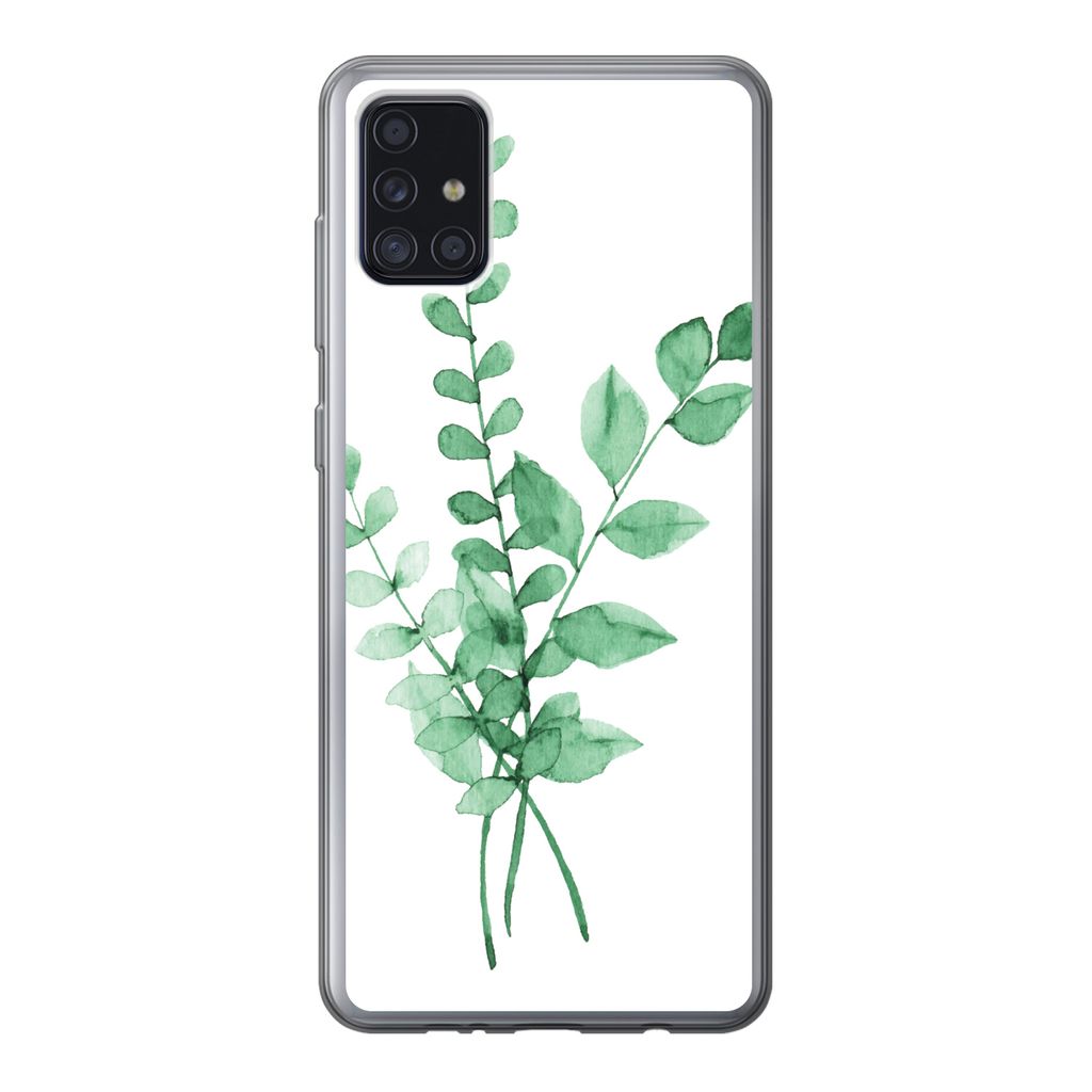 MuchoWow Handyhülle Schutzhülle Hülle für Samsung Galaxy A52 5G Aquarelle - Blätter - Pflanzen Silikon Softcase Handy Hülle - Umschlag