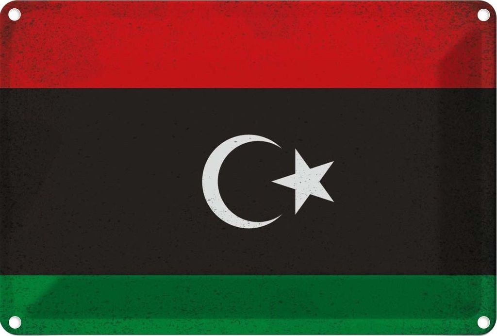 vianmo Blechschild 12x18 cm Libyen Libya Vintage Flagge Fahne Wappen