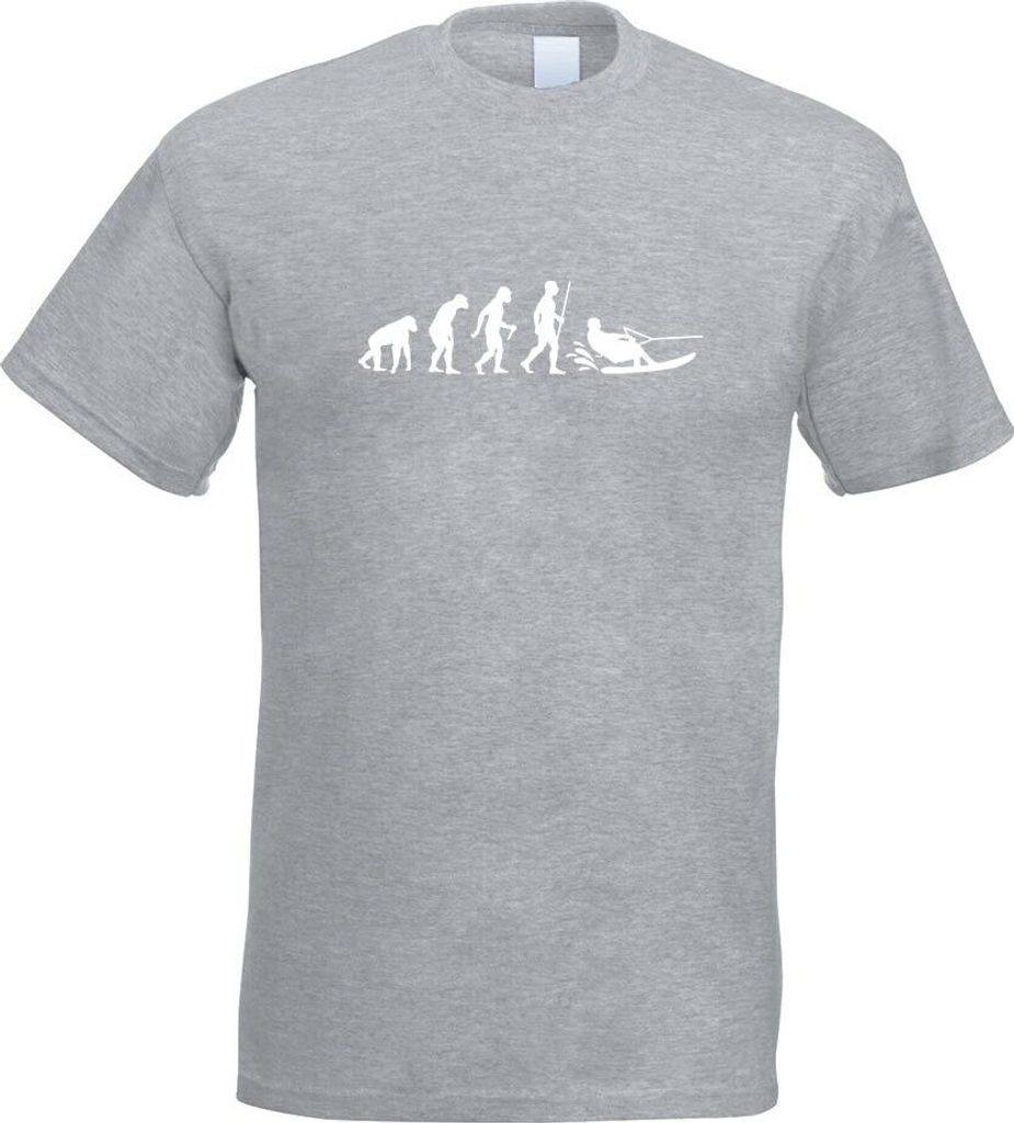 Kiwistar - T-Shirt - Graumeliert - Wakeboarden Ski Evolution Motiv Bedruckt Funshirt Design Print - mit Motiv Bedruckt - Funshirt Design - Sport - ...