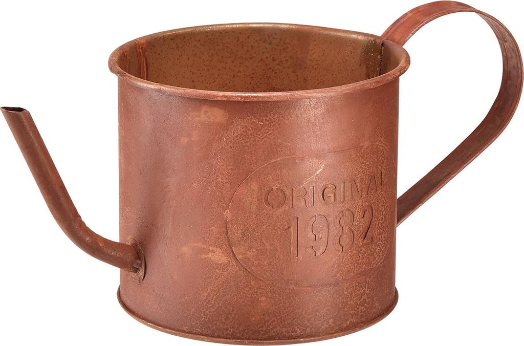 Deko Gießkanne aus Metall mit Vintage-Dekor für Blumen und Dekoration