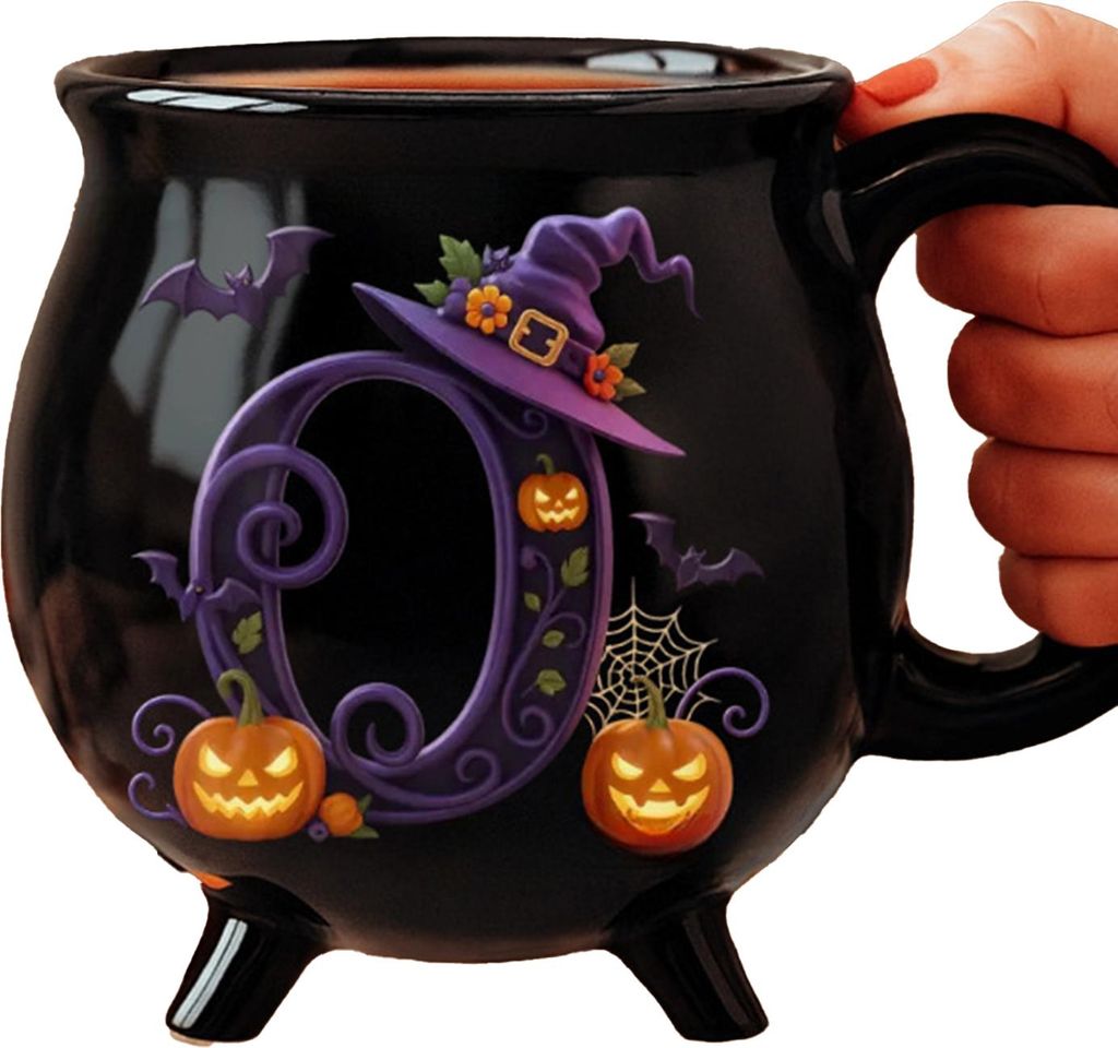 12oz Hexenkessel-Tasse, personalisierte Halloween-Kaffeetasse, Keramik, Hexenbrüh-Teetasse, Halloween-Geburtstagsgeschenk für Frauen, Besties, Fa...