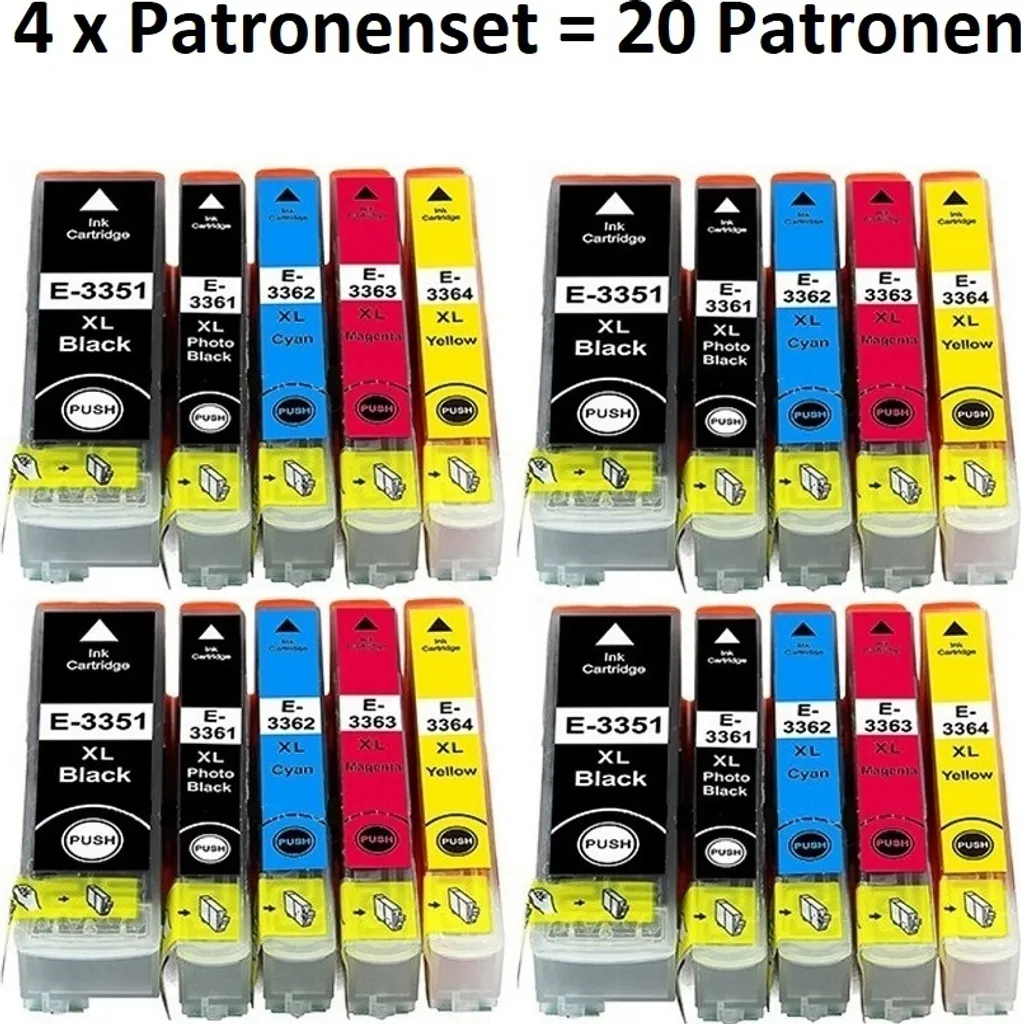 Pack de 20 Cartouches d'Encre T33 XL pour Imprimantes Epson XP Séries