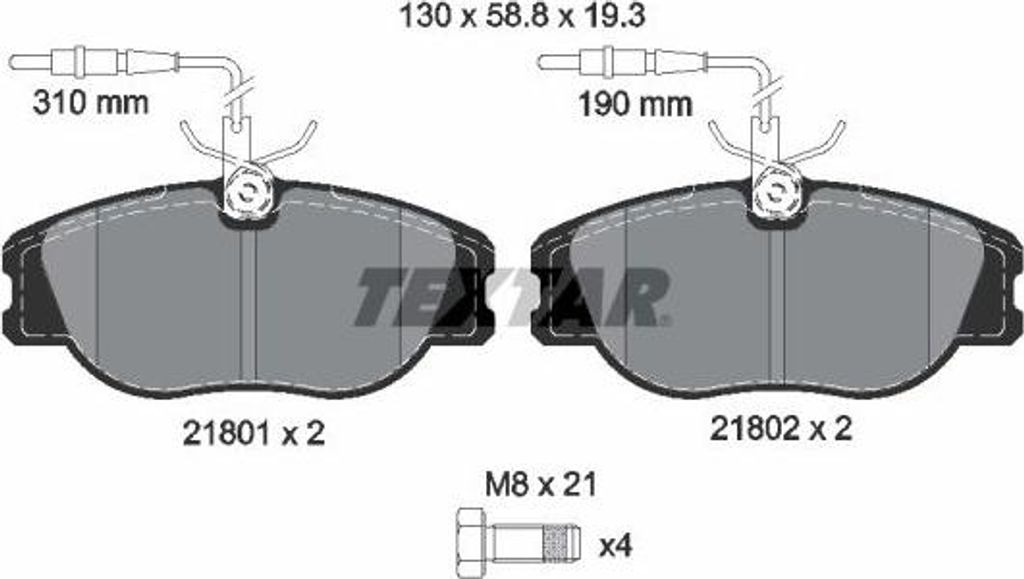 TEXTAR 2180101 Bremsbelagsatz, Scheibenbremse OE 71752992 kompatibel mit Expert, 806, Zeta, Ulysse, Scudo, Jumpy, Evasion