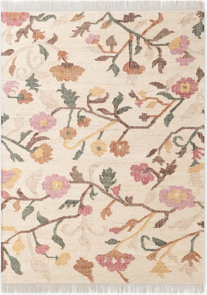 Elle Decoration Roya Afghan Kelim Teppich Violette Creme Produktbild 