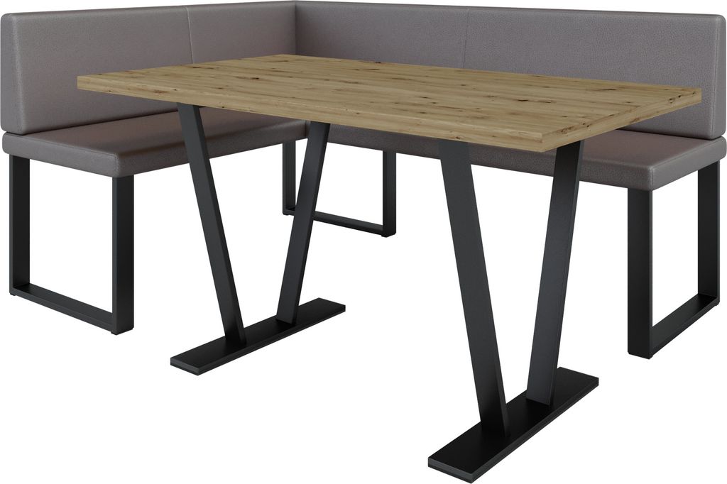 Eckbank AKIKO METAL mit Tisch 168x128 links - Eckbankgruppe Produktbild 