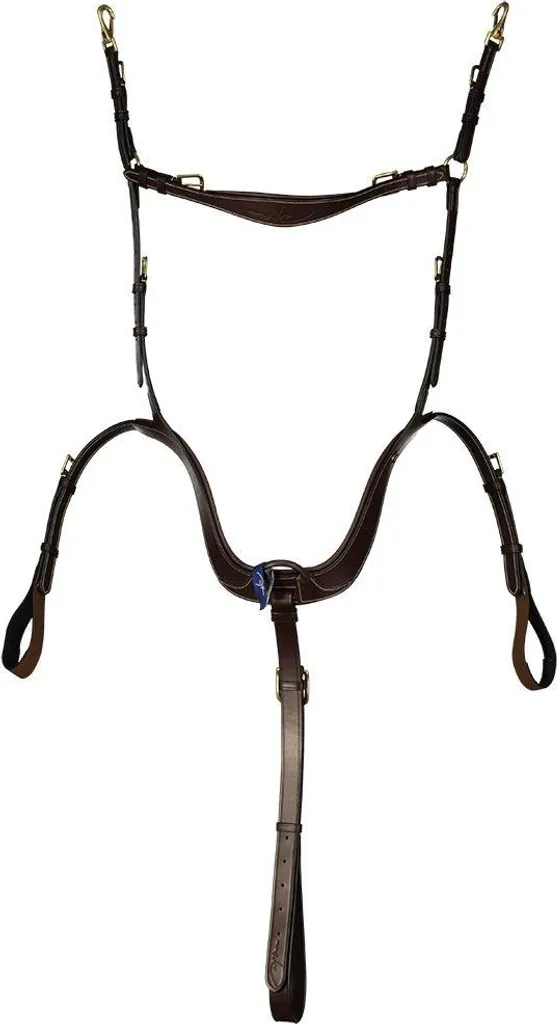 Harnachement anatomique Dy'on en cuir marron avec surpiqûres crème