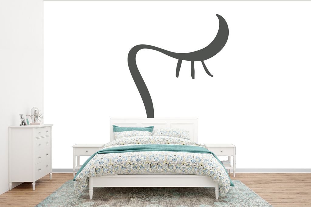 MuchoWow Fototapete für Wohnzimmer oder Schlafzimmer Wandtapete Vinyl Motivtapete Frau - Gesicht - Minimalismus - 350x260 cm - Wohnzimmer-Tapete