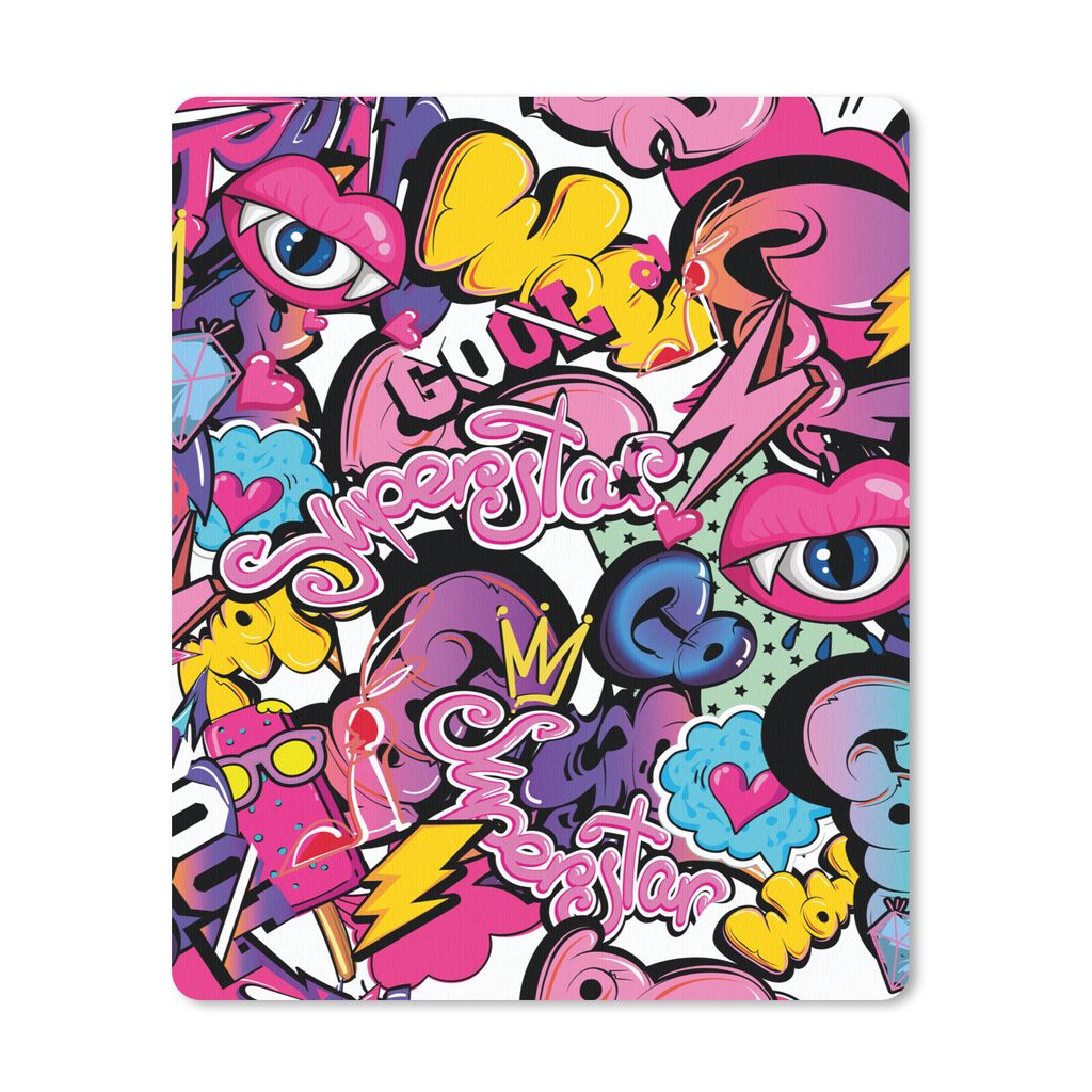 MuchoWow Mauspad Mousepad Design - Superstar - Cool - Muster - Lippen - Kinder 19x23 cm - Mousepads - Maus Mat - Pad - Mausunterlage - Mauspads -...