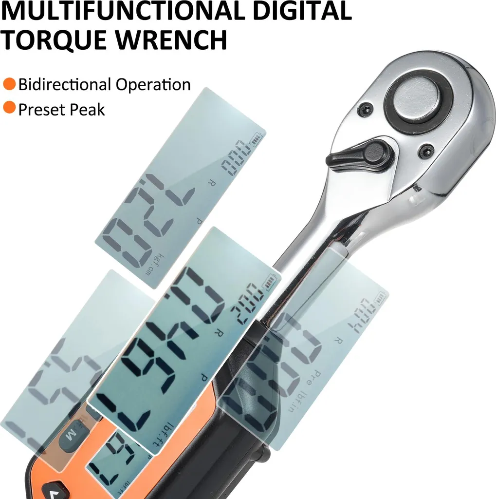 EWM-R-100 Mini Clé à Molette Digitale 1/2'' avec Écran LCD Rétro-éclairé