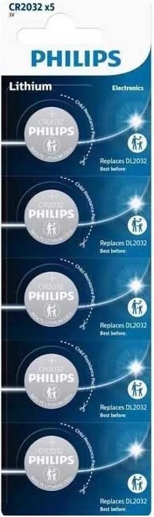 Philips Knopfzelle CR 2032 3 V 5 St