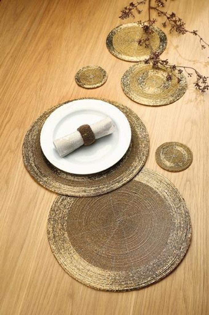 Gilde Glas Platzset Glasperlen  gold  cm  cm cm Ø = 35 cm Produktbild 