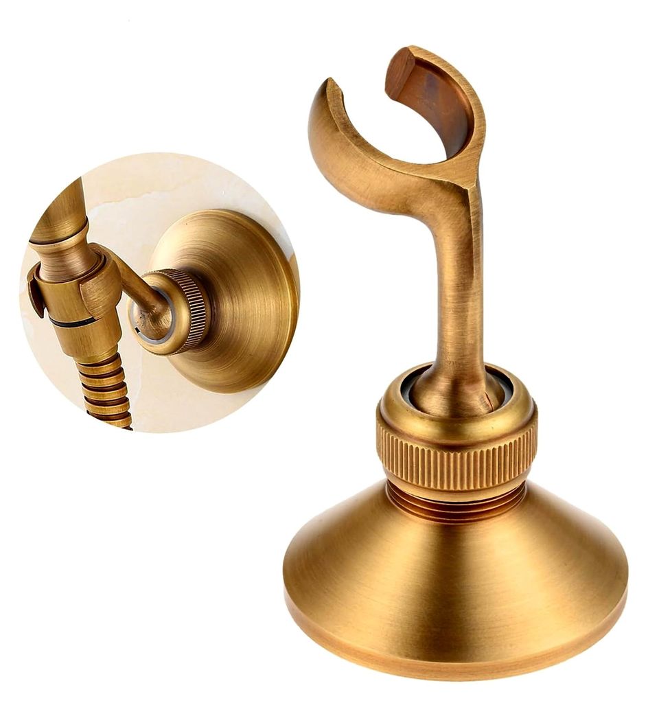 Vintage Messing Handbrause Arm Halterung, Duschhalterung mit Schrauben, Duschkopf Halter (Gold, Einloch-Montage)