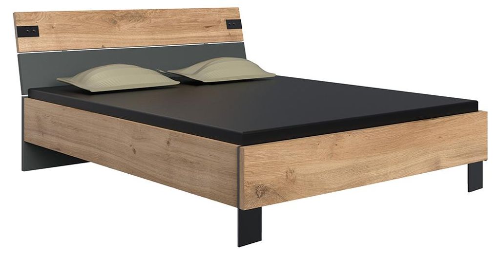 Schlafzimmer Bettgestell 180x200 cm Liegefläche in Eiche mit graphit - MONTELLA-43