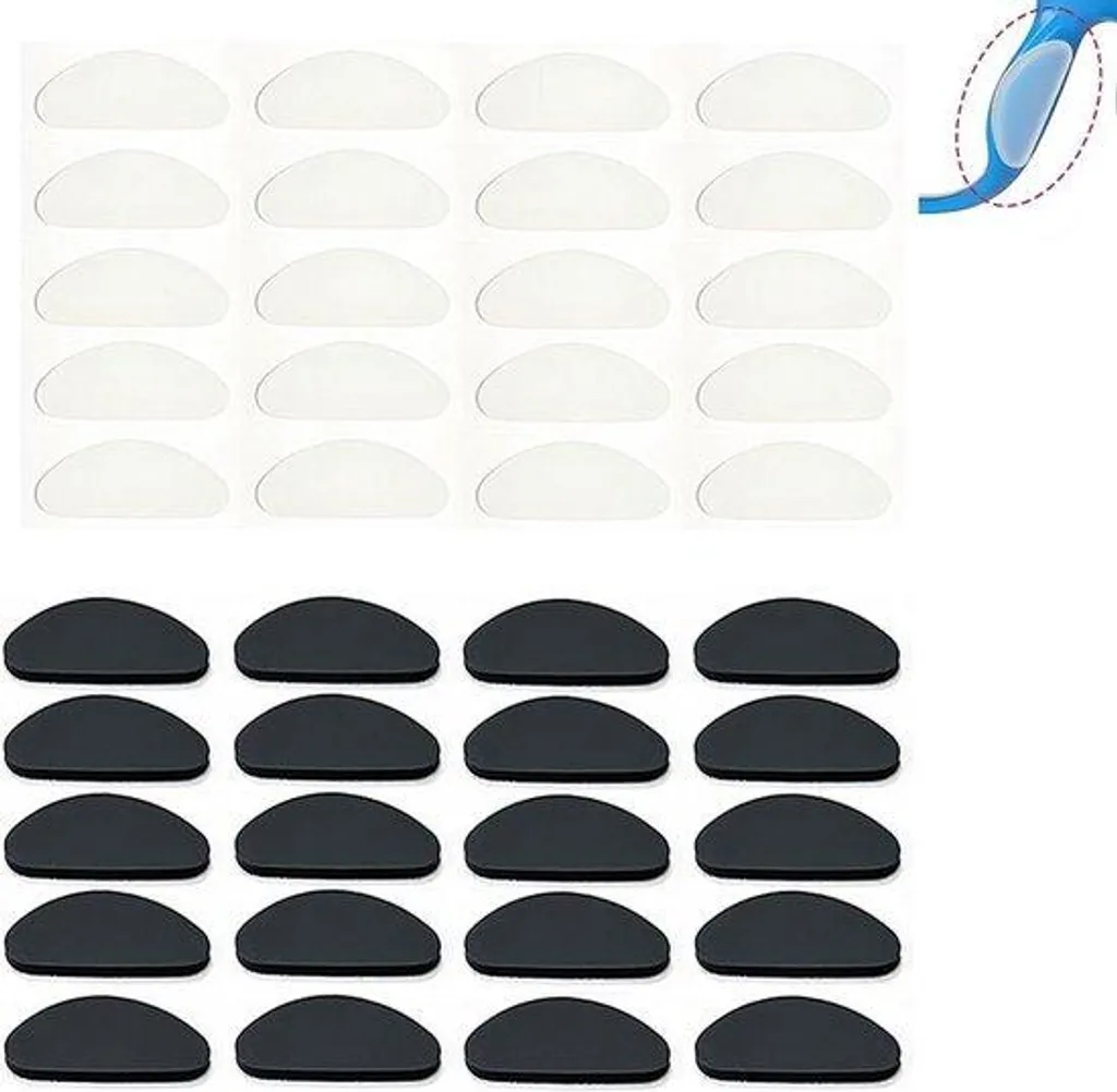Plaquettes de nez pour lunettes de vue et soleil, 20 paires silicone