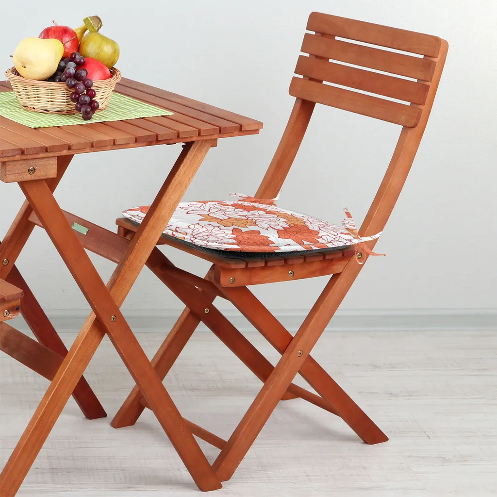 ABAKUHAUS Rivestimento arancione per sedie da sala da pranzo, Blooming Lotus Leaves, cuscino decorativo impermeabile con cinturini per sedie da cucina, 40 cm x 40 cm, confezione da 4, arancione salmone rubino - 2