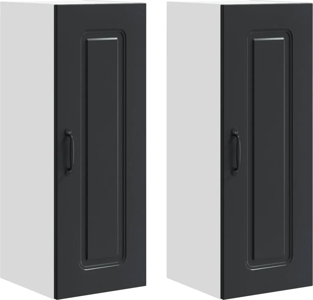 Set 2 Armadietti Cucina Kalmar Nero 80 cm | Robusto e Salvaspazio