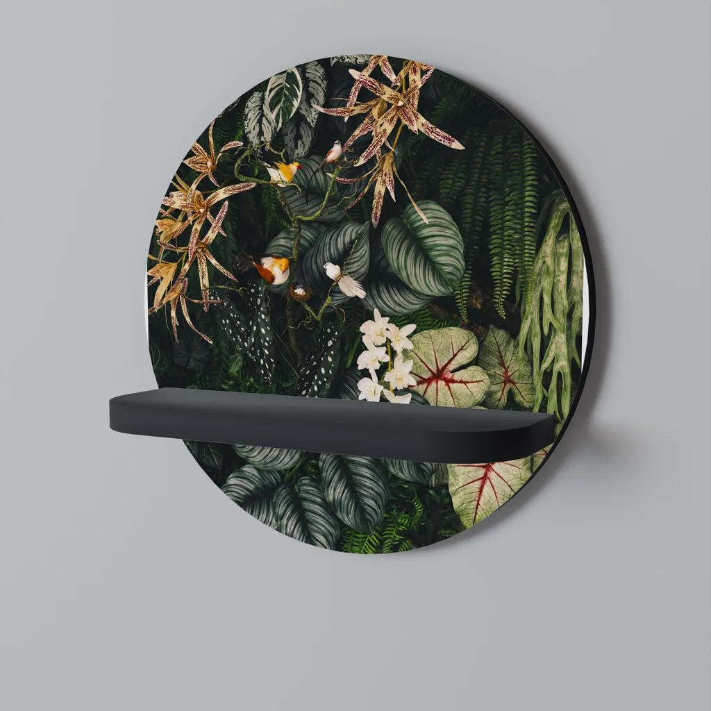 Étagère murale ronde noire VERDANT ARINI en métal pour déco salon
