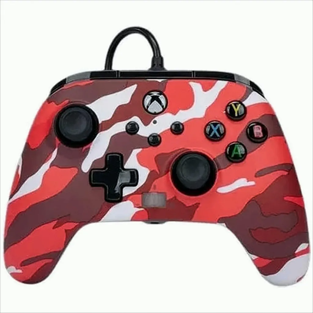Gamepad Filaire PowerA Rouge Camo - Manette Analogique pour Xbox One