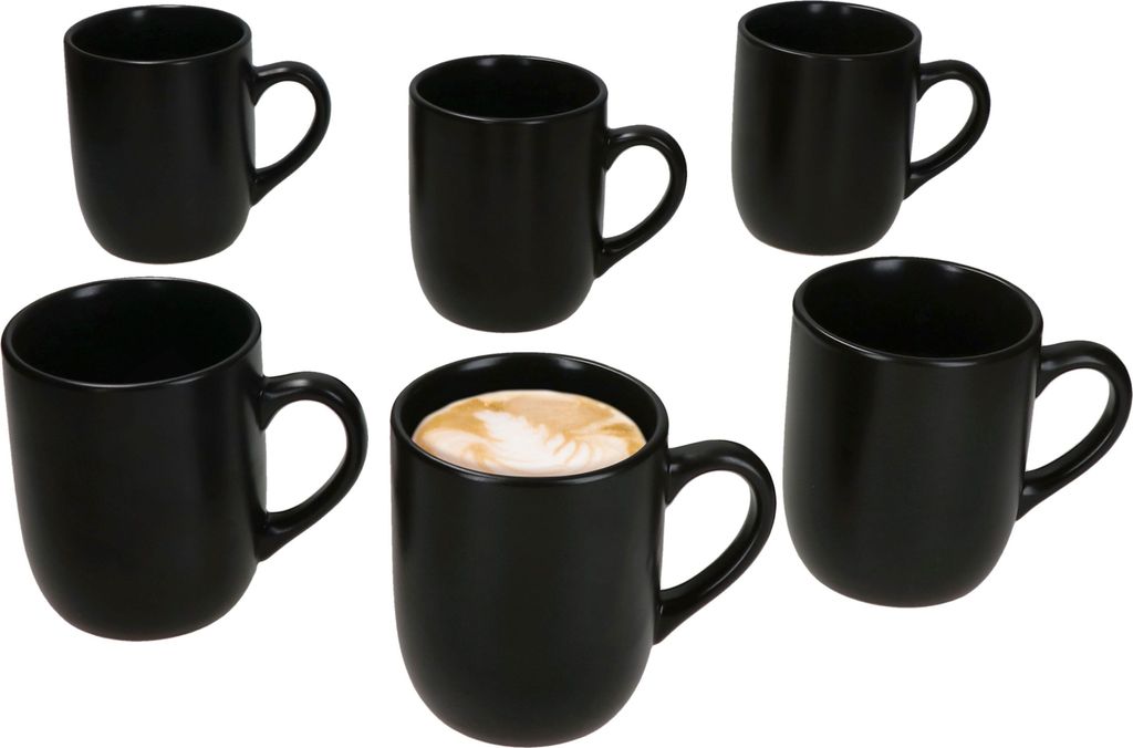 6x tazze da caffè Panther 340ml H10,3cm in gres nero Immagine del prodotto 