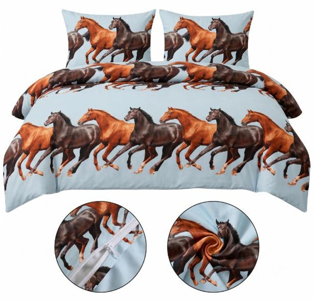 Komplet pościeli  Dwuosobowej HORSE 160x200 + 2 70x80 Zdjęcie produktu 