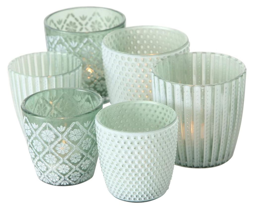Boltze | 6 x Windlicht Patty grün Höhe 7-9 cm Produktbild 