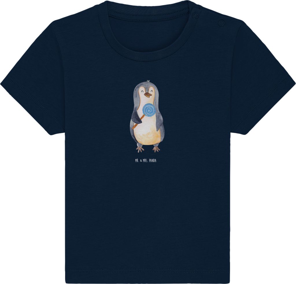 Mr. & Mrs. Panda T-Shirt Pinguin Lolli 0. - 6. Monat - French Navy - Geschenk, Rabauke, Naschen, Kinder Shirt, Top, Heißhunger, Kleinkind, Süßig...