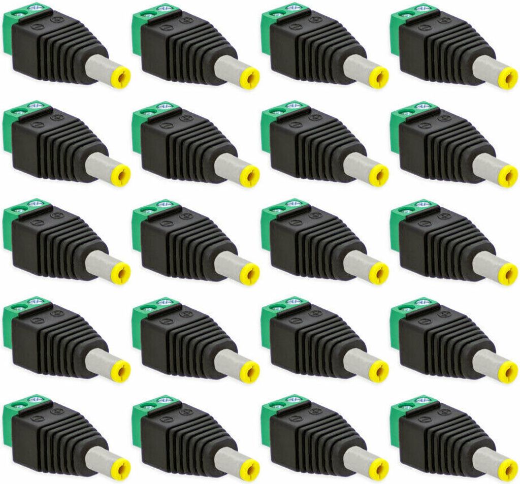 20x DC Stecker Hohlstecker 5,5 mm - 2,1mm Adapter > Terminal Block 2 Pin Schraubbar