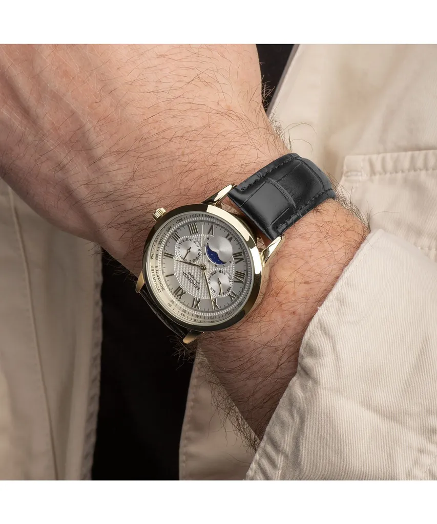 Sekonda 30147 Orologio Fase Lunare - Pelle Nera e Cassa Oro - 7