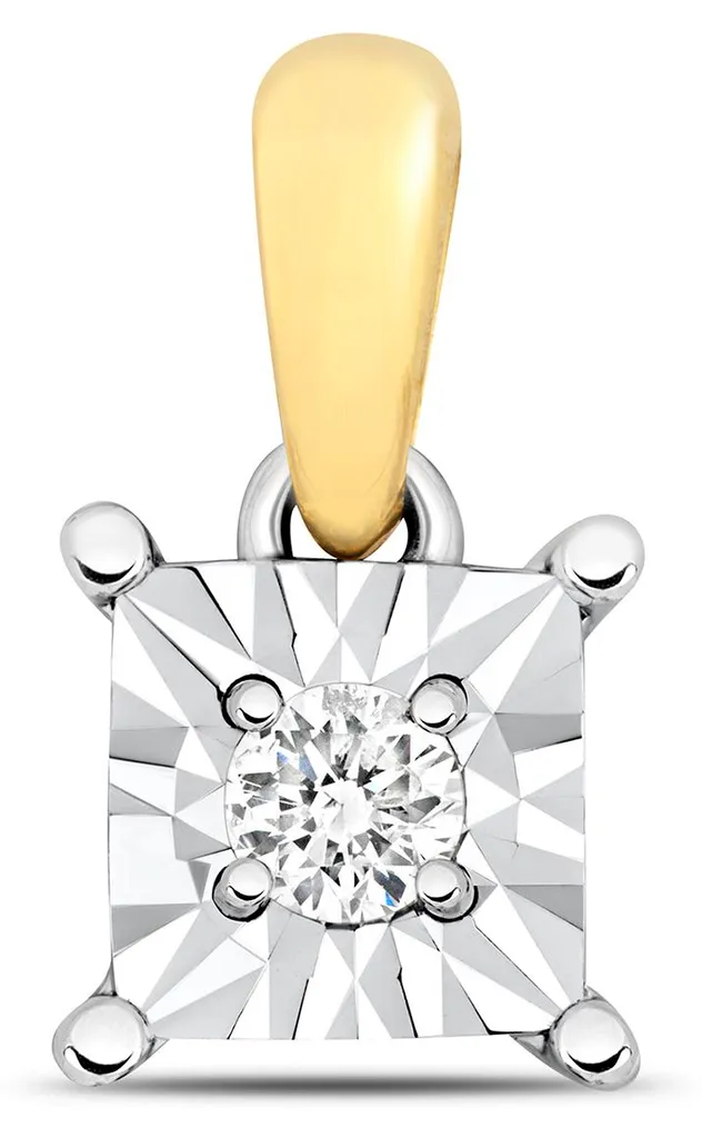 Pendentif Diamant Brillant 0,06 Carat GH-I1 et Or Jaune 375 Millièmes