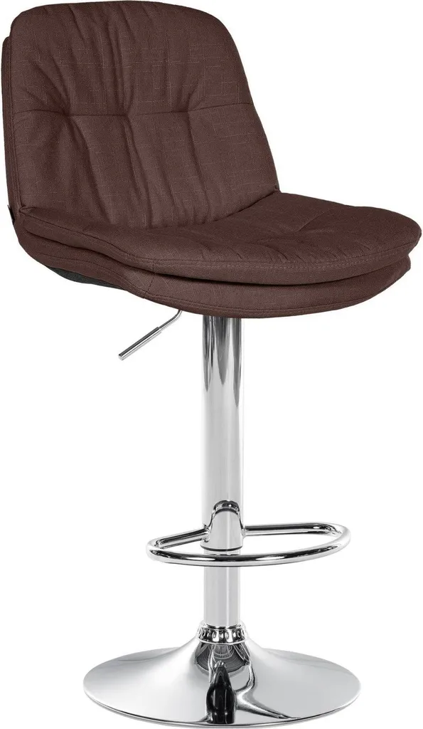 Sgabello da bar con rivestimento in tessuto - Sgabello alto - Comfort regolabile e girevole | Colore: Marrone | Materiale base: Metallo cromato