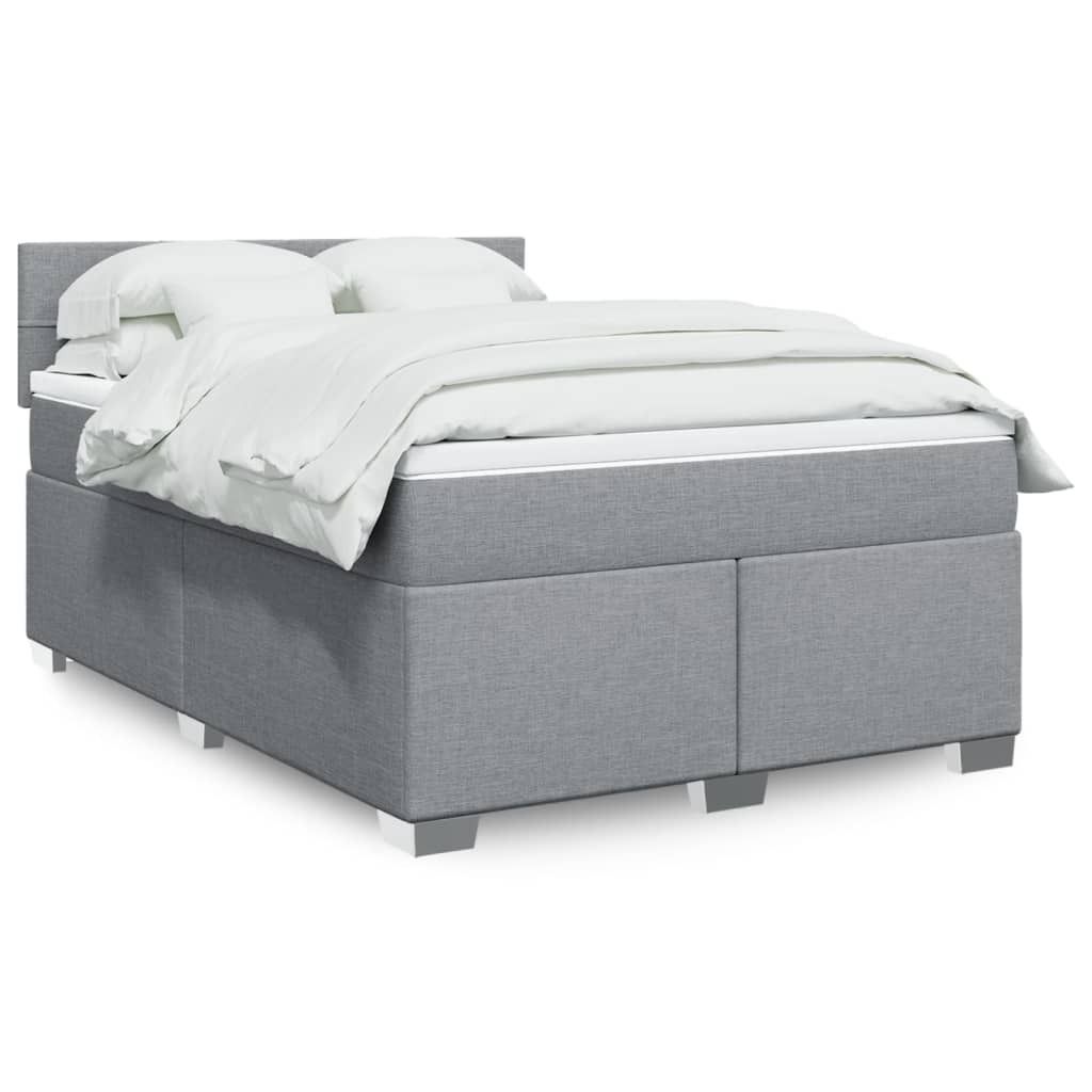 Maison Exclusive - Boxspringbett mit Matratze Hellgrau 160x200 cm Stoff