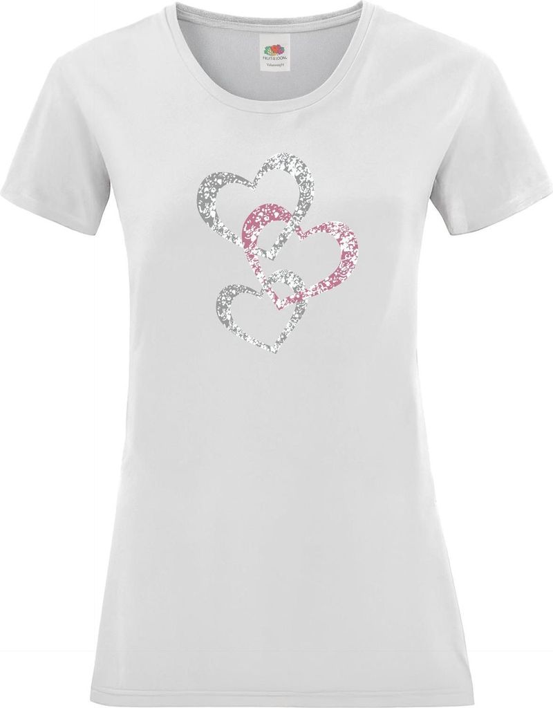 PAULGOS Damen T-Shirt "Herzen Silber & Rosa"