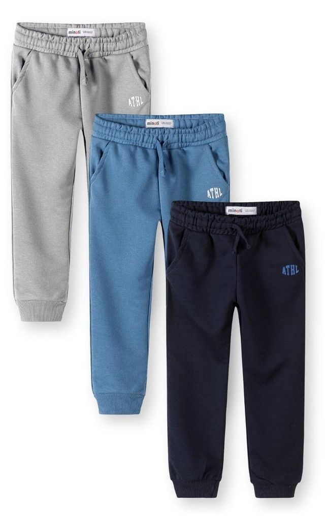 Minoti Jogginghose 3er Pack elastisch Grau Gr. 74 für Jungen