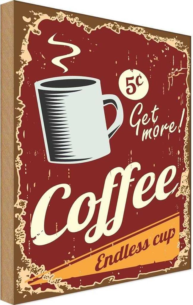 vianmo Holzschild 30x20 cm Kaffee Coffee endless cup Essen Trinken