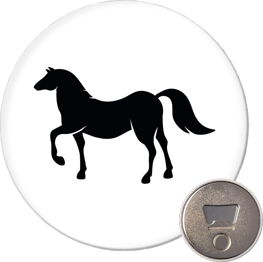 Huuraa Magnet Pferd Silhouette 59mm Kühlschrankmagnet rund Flaschenöffner Geschenkidee