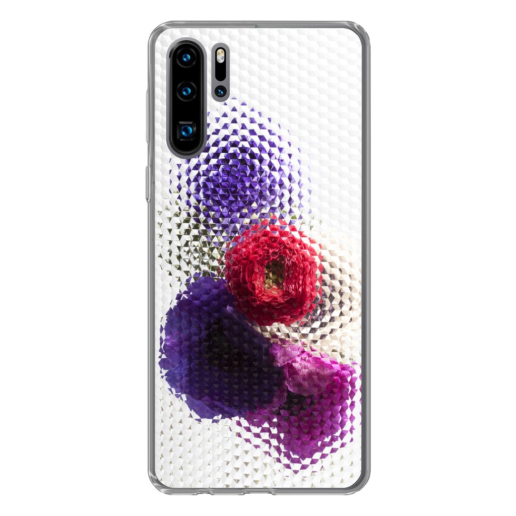 MuchoWow Handyhülle Schutzhülle Hülle für Huawei P30 Pro Mohn - Blumen - Glas Silikon Softcase Handy Hülle - Schutzdeckel