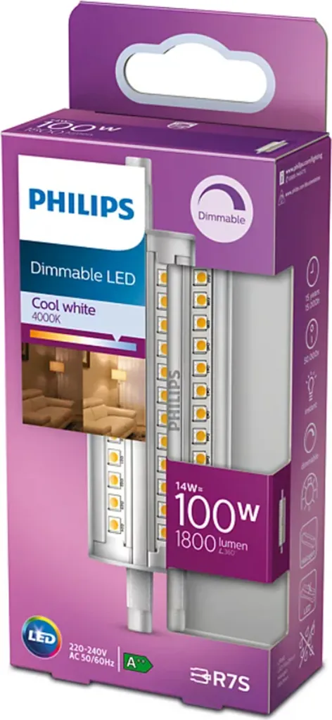 Ampoule LED Philips R7s 118mm 14W 4000K Blanc Froid 8718699780395