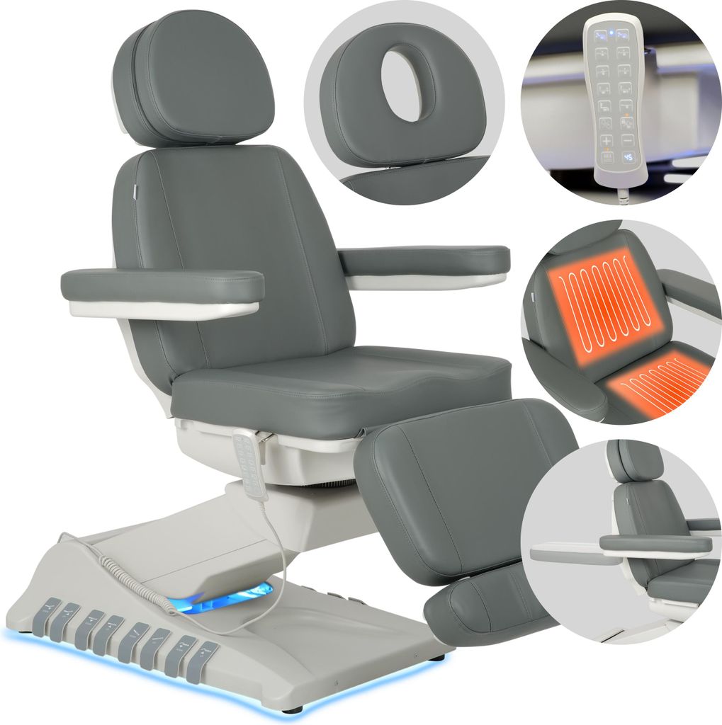 Habys Luxoria PRO 5 Kosmetikliege Massageliege Kosmetiksessel Kosmetikstuhl | Höhenverstellbar Elektrisch | 185 x 57 cm | Grau