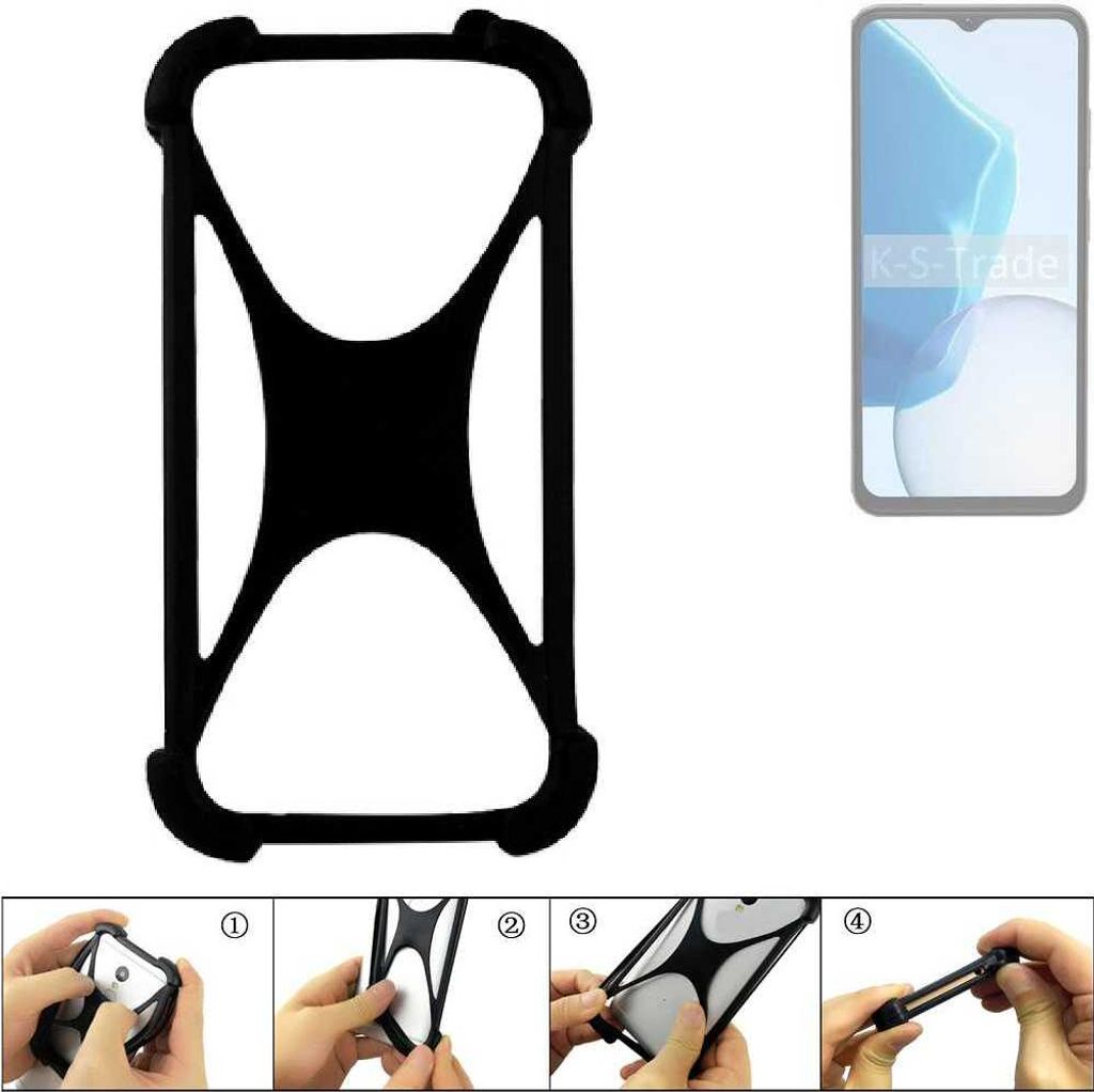 K-S-Trade Handy-Hülle Schutz-Hülle kompatibel mit Doogee N55 Pro Silikon Bumper TPU Softcase Smartphone Stoßschutz, schwarz