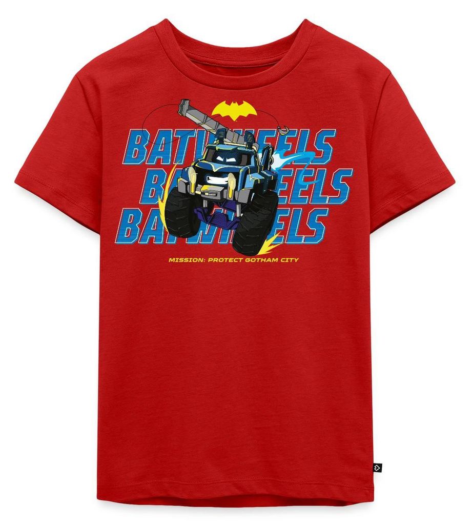 Spreadshirt Batwheels Mit Schriftzug Protect Gotham City Kinder Premium T-Shirt, 98/104 (2 Jahre), Rot