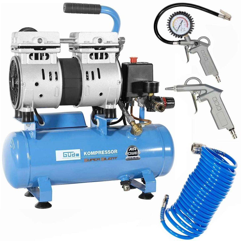 Güde Kompressor Airpower 105/8/6 SILENT 550W mit 6l < 59 dB + 3 Tlg. Set
