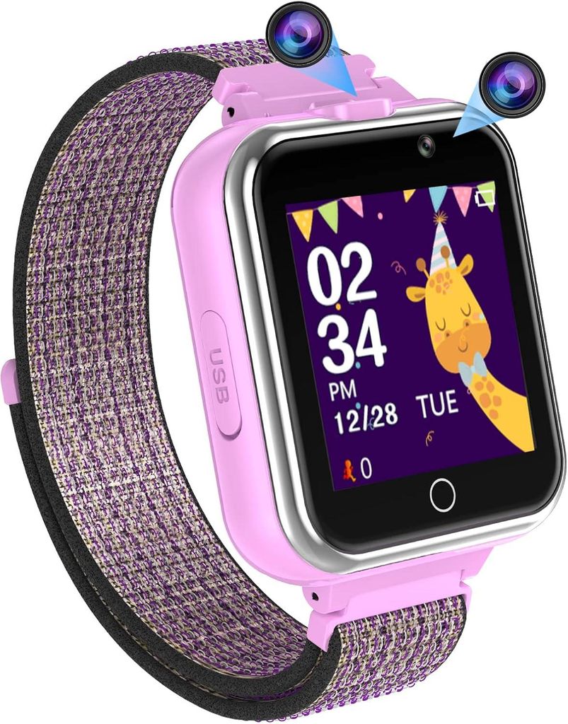 Kinder Smartwatch mit 1.54" Display, 24 Spielen, Schrittzähler, MP3, Kamera, Taschenlampe, SOS, Wecker – Geschenk Uhr für Jungen & Mädchen 3...