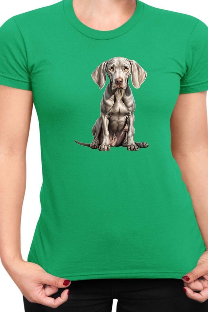 Damen T-Shirt Dogs Breeds Weimaraner Dog Breed 006, Lady XL / Grün