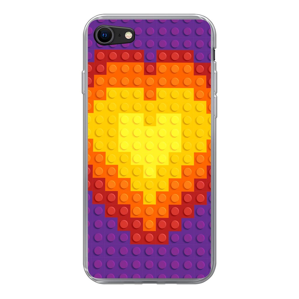 MuchoWow Handyhülle Schutzhülle Hülle für iPhone 8 Muster - Herz Silikon Softcase Handy Hülle - Schutzhaube