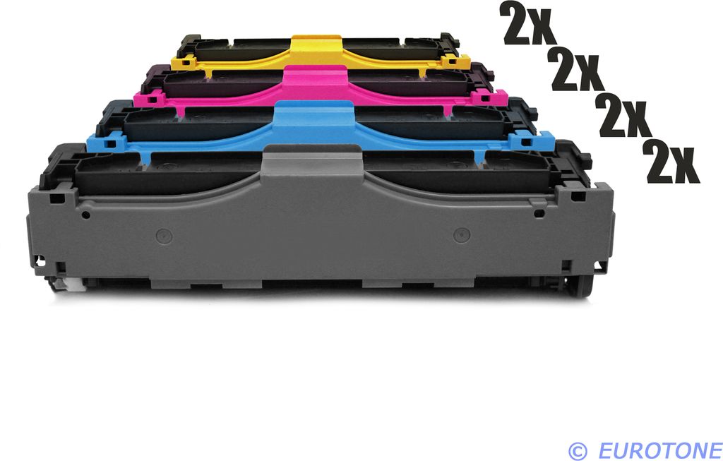 8x Eurotone Toner Alternative für HP CE340A-43A / CE340A 651A Black Schwarz / CE341A Blau Cyan / CE343A Rot Magenta / CE342A Gelb Yellow