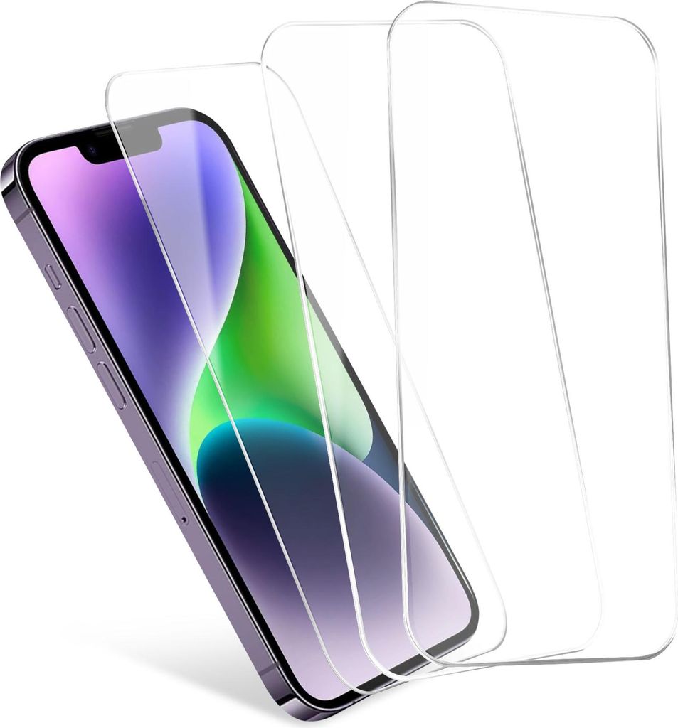 CELLONIC 3x Schutzfolie Handy kompatibel mit iPhone 14 - 6,1 Zoll Smartphone Displayschutz 2.5D aus Tempered Glass Ultra Thin 9H Schutzglas