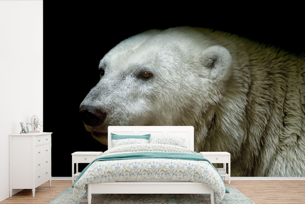 MuchoWow Fototapete für Wohnzimmer oder Schlafzimmer Wandtapete Vinyl Motivtapete Nahaufnahme Eisbär - 390x260 cm - Papiertapete